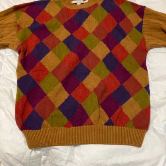 Perry Ellis Vibrant Multi-Color Plaid Sweater - Picture 2 of 6